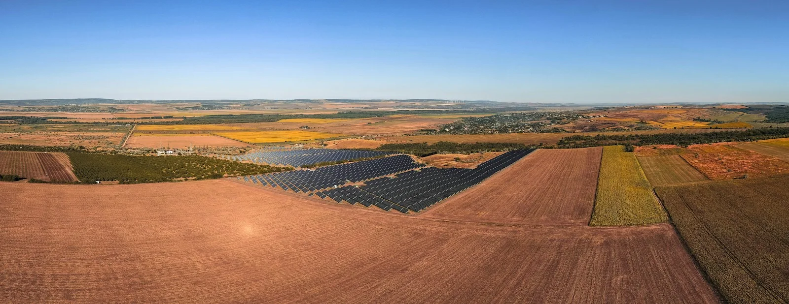 Solar panels in an agricultural setting